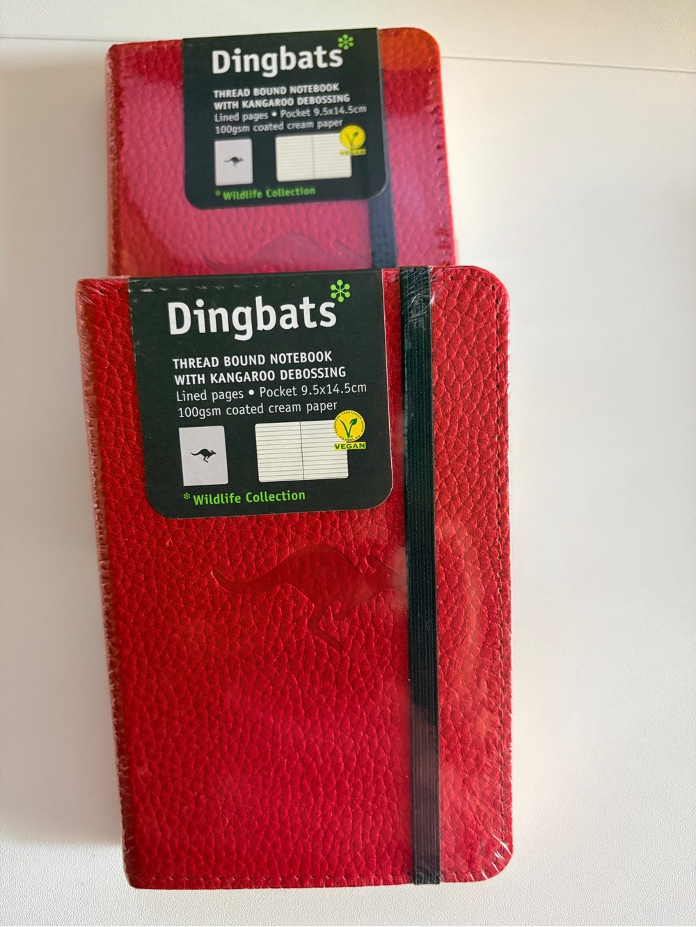 Dingbats Red Thread-Bound Notebook with Kangaroo Debossing 2 of them